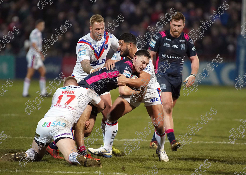 BuchananKieran15 060320 
 Kieran Buchanan is tackled. Wakefield Trinity 26 v. Hull FC 27 - Betfred Super League XXV Round 6 - 6th March 2020