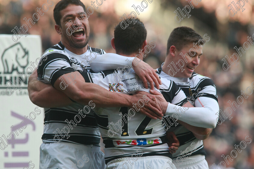 CB1 9785 
 Hull FC v Hull KR
Setimata Sa and Jamie Shaul congratulate Marc Minichiello