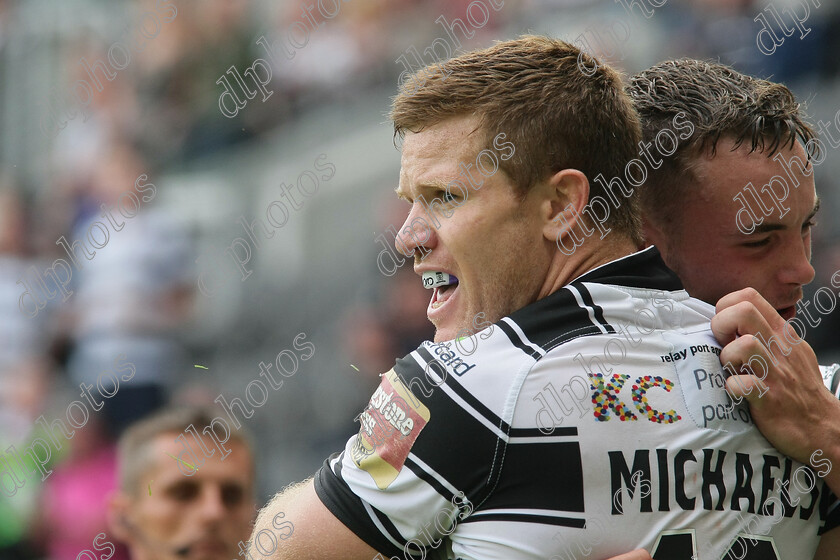 fc-wakefield1446 
 Steve Michaels celebrates his score in the corner 
 Keywords: Hull FC, Wakefield Wildcats