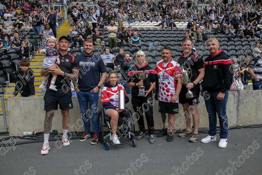 HFC LR1427 
 Hull Fc v Leeds Rhinos
Armed Forces Day,
Half time - Trophy parade by the Army men and Womens wheelchair rugby league teams, -current inter service champions