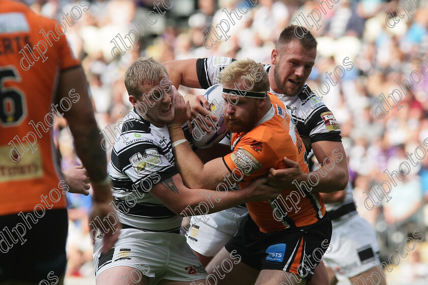 fc-castleford0716 
 Oliver Holmes, tackled by Jordan Abdul and Liam Watts 
 Keywords: Hull FC, Castleford Tigers