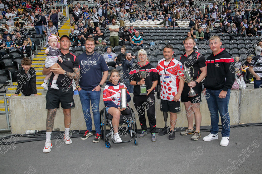 HFC LR1426 
 Hull Fc v Leeds Rhinos
Armed Forces Day,
Half time - Trophy parade by the Army men and Womens wheelchair rugby league teams, -current inter service champions